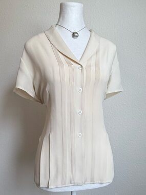 Vintage Jones New York Silk Button Up Blouse Classic 90s Retro